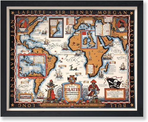 Vista 52 de Poster Master Póster retro de viaje con mapa monumental vintage de Florencia, arte italiano, gran regalo para hombres, mujeres, amantes
