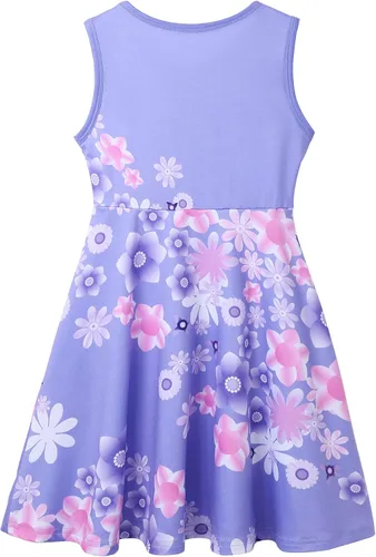 Vista 2 de DOCHEER Encanto - Disfraz de Isabella para niñas pequeñas, vestido de verano Mirabel sin mangas (2-10 años)