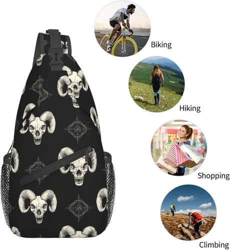 Vista 5 de Small Crossbody Bags for Women Men - Vintage Goat Skull Print Adjustable Shoulder Bag Fanny Packs Belt Sling Bag Crossbody Purses Backpack for