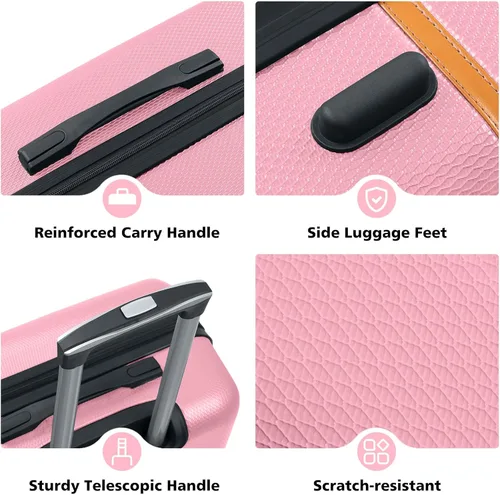 Vista 5 de AnyZip Equipaje ABS+PC Hardside maleta ligera con ruedas giratorias TSA Lock, Rosado