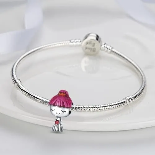 Vista 7 de MICOO LONGLUCK Couple Double Charm fits Charms Bracelet 925 Sterling Silver Cubic Zirconias Bead Charm for Women Bracelet&Necklace