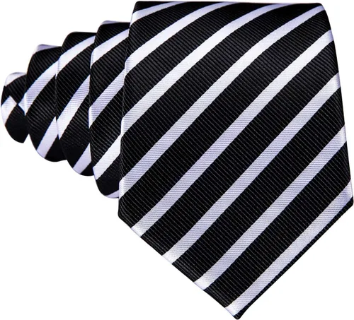 Vista 203 de Barry.Wang Juego de corbatas para hombre, corbata de seda a rayas, tejido a cuadros, gemelos formales, negocios, boda