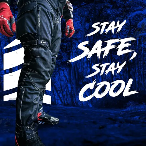 Vista 6 de HWK - Pantalones de motocicleta dual sport para hombre con tela de Cordura textil resistente al agua y armadura de protección contra impactos