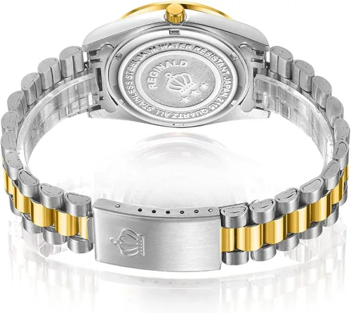 Vista 5 de REGINALD Reloj de cuarzo de acero inoxidable con manecillas doradas zafiro unisex
