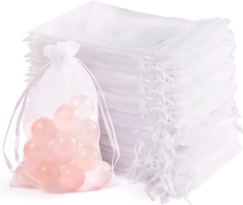 Vista 6 de EdgeXcel 120 bolsas de organza de 4 x 6 pulgadas para regalos pequeños - Bolsa de malla premium con cordón para recuerdos de bodas y fiestas, joyas