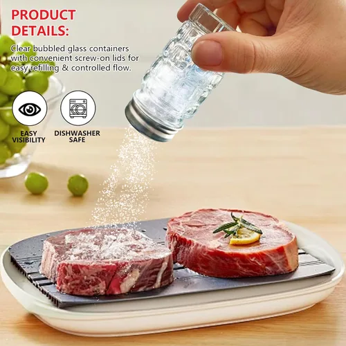 Vista 6 de Juego de 2 saleros y pimenteros retro de 1.5 onzas, estilo retro, de cristal transparente, para cocinas o restaurantes del hogar, 1.5 fl oz (2)