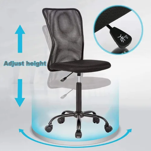 Vista 4 de Silla de oficina, silla de computadora con soporte lumbar, ergonómica, respaldo medio, malla ajustable, altura ajustable, silla giratoria sin