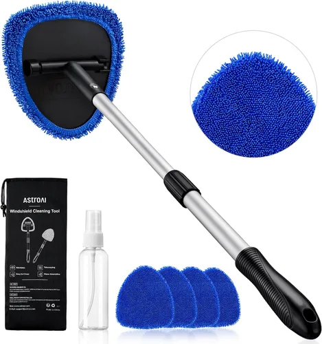 Vista 10 de AstroAI - Limpiador de parabrisas, limpiador de microfibra para ventanas de automóviles con 4 almohadillas de microfibra reutilizables, lavables