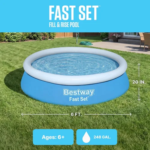 Vista 3 de Bestway Fast Set - Piscina inflable redonda sobre el suelo de 6 x 20