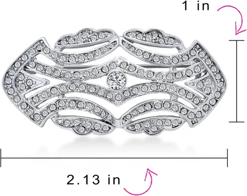 Vista 4 de Bling Jewelry Declaración grande pavé de boda nupcial cristal moda Gatsby Vintage Art Deco estilo bufanda broche broche para mujeres latón chapado