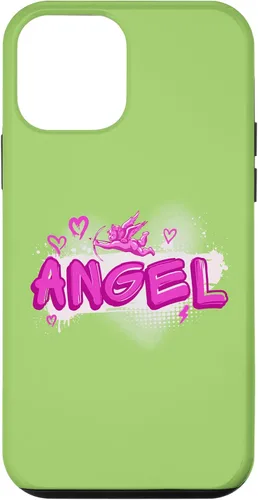Vista 16 de iPhone 16 Angel y2k Aesthetic 2000s Millennial Nostalgia Pink Graffiti Case