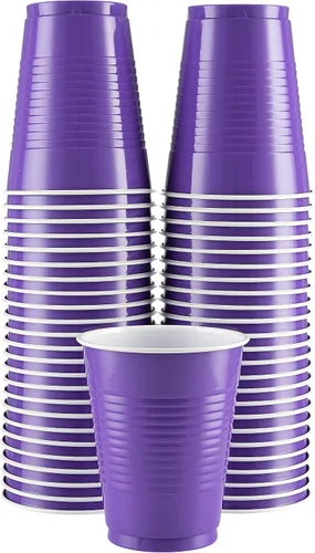 Vista 17 de Amcrate Vasos desechables, vasos de plástico negros de 18 onzas, fuertes y resistentes para bodas, Navidad, Halloween, paquete de 50