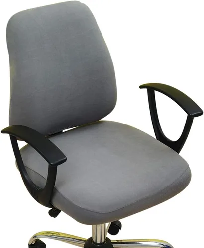 Vista 3 de Funda para silla de oficina de computadora, funda protectora dividida y elástica para sillón giratorio, fundas lavables para sillas de comedor Negro