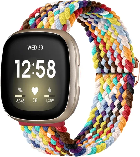 Vista 23 de Maledan Banda elástica trenzada compatible con Fitbit Sense/Versa 3/4 y Sense 2, correa elástica suave para reloj inteligente, accesorio