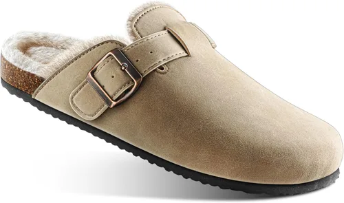Vista 2 de BULLIANT Zapatillas de los hombres, resbalón en el invierno zapatos para el hogar para los hombres con cojín de corcho y pelo de conejo de fax