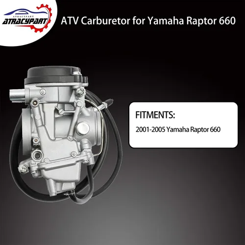 Vista 3 de Carburador de reemplazo compatible con Yamaha Raptor 660 660R YFM660 YFM 660R ATV Quad Carb 2001 2002 2003 2004 2005 Reemplaza 5LP-14900-00-00