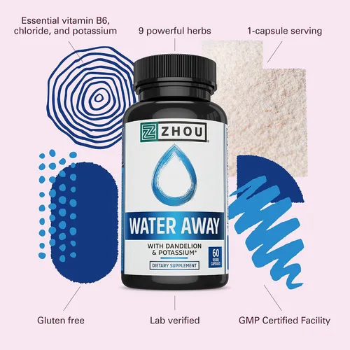 Vista 4 de WATER AWAY Fórmula Herbal para Equilibrio saludable de los fluidos Mezcla herbal de alta calidad con diente de león, potasio, té verde y más, 60