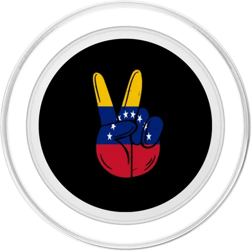 Vista 2 de Proud To Be Venezuelan Venezuela Flag Peace Sign Hand Funny PopSockets MagSafe PopGrip para iPhone
