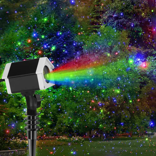 Vista 10 de Luces láser de Navidad, luces láser de jardín al aire libre, proyector de estrellas con luciérnaga móvil para exteriores, interiores, Navidad verde