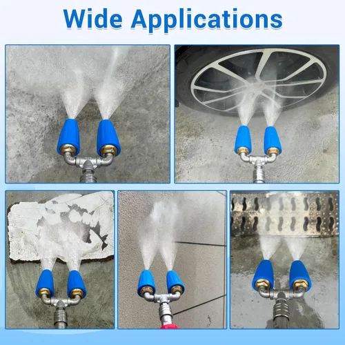 Vista 6 de Lavadora a presión con boquilla turbo doble, boquilla turbo giratoria de 360° con conector rápido de 1/4 pulgadas, boquilla doble turbo de orificio