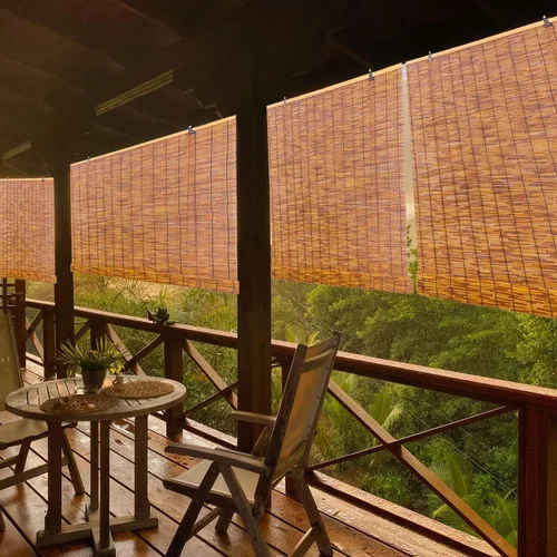 Vista 4 de Persianas de bambú de tamaño personalizado para ventanas, persianas de bambú, cortinas de caña impermeables anti-UV, persianas de bambú