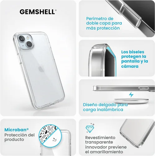 Vista 3 de Speck Funda transparente para iPhone 15 Plus, delgada, protección contra caídas, para iPhone 15 Plus y iPhone 14 Plus, resistente a los arañazos,
