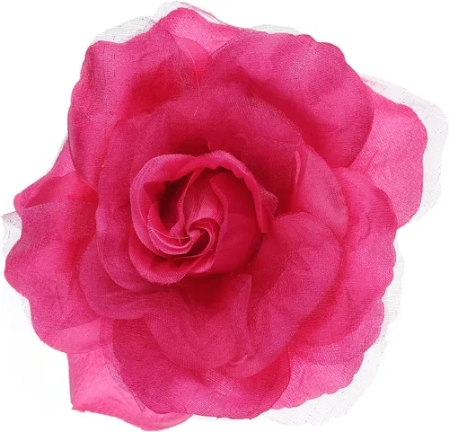 Vista 4 de Broche Multifuncional para Mujer con Flor Rosa de Pétalos Transparentes Pin Clip para Cabello