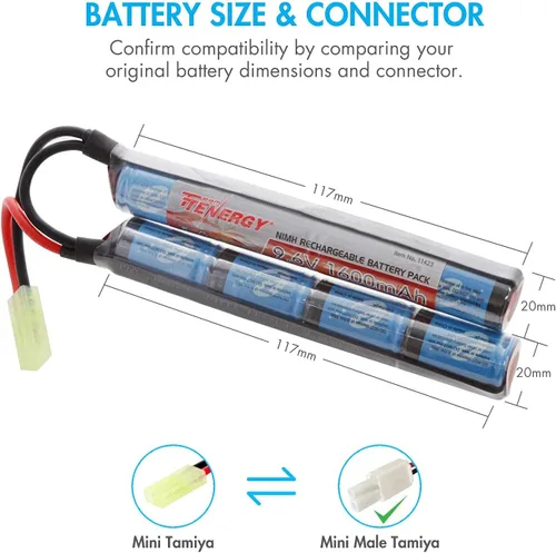Vista 2 de Tenergy Combo 9.6V 1600mAh Butterfly Mini NiMH Battery Pack + 8.4V-9.6V NiMH Smart Charger + Lipo Bag