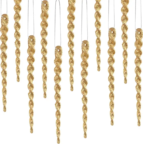 Vista 16 de 50 carámbanos de árbol para Navidad, adornos de Navidad de plástico, torcidos, decoración colgante de carámbanos para invierno, vacaciones, fiesta