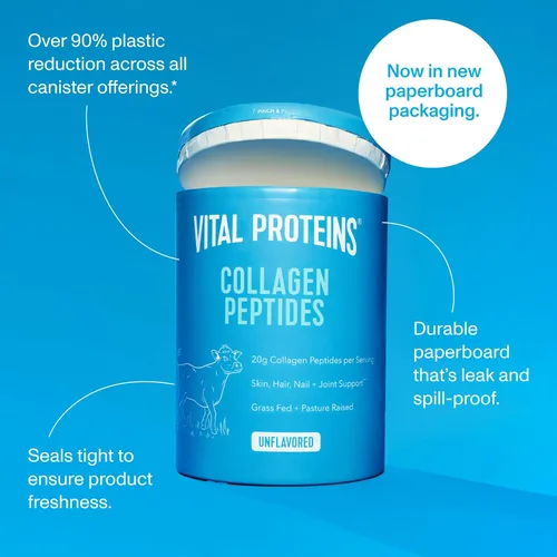 Vista 3 de Vital Proteins Polvo de Péptidos de Colágeno de Ganado Alimentado con Pasto, Apoya la Salud del Cabello, Piel, Uñas, Huesos y Articulaciones