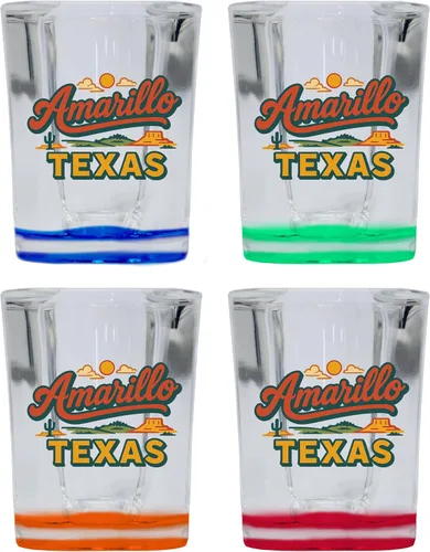 Vista 7 de Amarillo Texas Typographic Design Souvenir 2 oz Square Shot Glass Blue Base