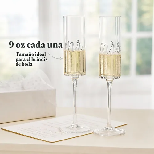Vista 7 de Mud Pie Mrs. Wedding - Juego de copas de champán, talla única