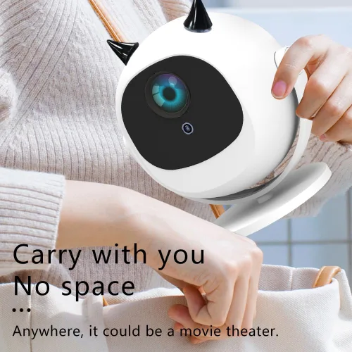 Vista 6 de Mini proyector con WiFi y Bluetooth, proyector de películas portátil con rotación de 180°, compatible con Full HD 1080p, Keystone vertical