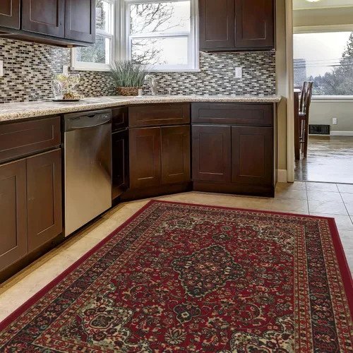 Vista 11 de Ottohome Collection - Alfombra persa de pasillo con diseño oriental, color rojo