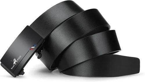 Vista 7 de Oyifan Cinturón negro para hombre, cinturón de diseñador de cuero genuino para hombre, cinturón de moda para hombre, cinturón casual para hombre