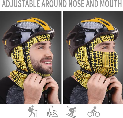 Vista 3 de Achiou - Pasamontañas, máscara facial, para hombres o mujeres, máscara de cara completa con capucha, para nieve, motocicleta, correr, clima frío