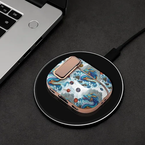 Vista 4 de Funda protectora de plástico suave compatible con Airpods Pro 2, funda de carga inalámbrica Dragon, accesorios para mujer