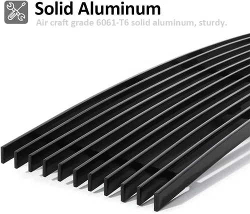 Vista 5 de Insertos de parrilla compatibles con F150 2009-2014, parrilla frontal de aluminio macizo billet (negro)