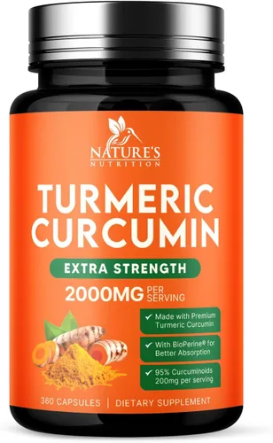 Vista 11 de Suplemento de curcumina de cúrcuma – 1800 mg de cúrcuma orgánica por porción – 95% de curcuminoides y extracto de pimienta negra BioPerine para una