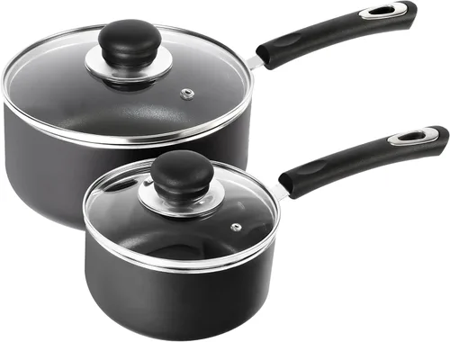 Vista 7 de Utopia Kitchen Juego de cacerolas antiadherentes con tapa, juego de ollas multiusos de 1 cuarto y 2 cuartos de galón, uso para el hogar, cocina