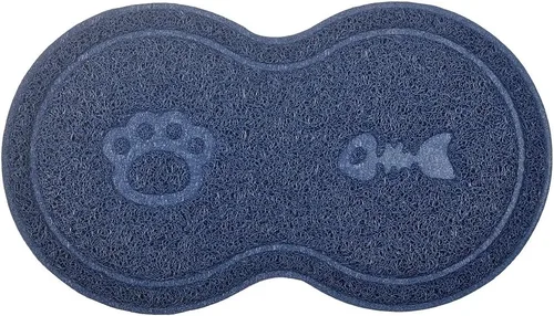 Vista 2 de Caja de arena pequeña para gatos con forma de 8 estera para atrapar residuos, 18 x 10 pulgadas (Almirante)