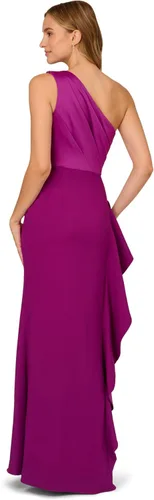 Vista 2 de Adrianna Papell Vestido de crepé de satén con un hombro para mujer