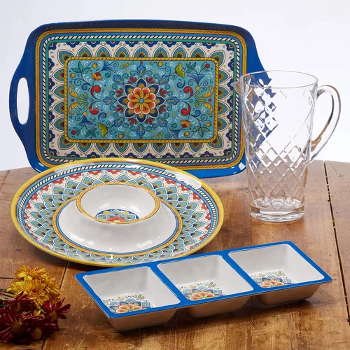 Vista 4 de Certified International Portofino - Juego de anfitriona de melamina, multicolor, grande