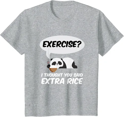 Vista 38 de ¿Ejercicio? I Thought You Said Extra Rice Panda Gift T-Shirt, Negro, S