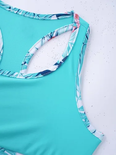 Vista 3 de Nikiikoo - Conjunto deportivo de 2 piezas para niñas y niñas, parte superior corta y pantalones cortos atléticos para gimnasiabailedeportes
