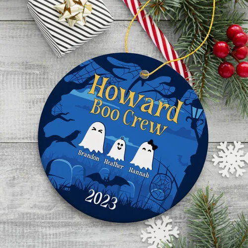 Vista 4 de Adorno personalizado para miembros de la familia de fantasmas de Halloween, lindo regalo de tripulación de abucheo, decoración del hogar