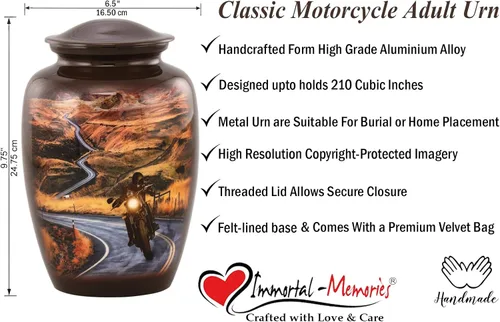 Vista 5 de Urna de motocicleta – Urna de cremación de motocicleta de tamaño completo – Urnas de autopista al cielo para hombres y mujeres – Amantes
