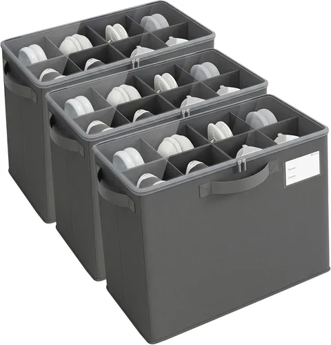 Vista 14 de Varhomax Shoe Organizer Box for Closet, Fabric Shoe Storage Bin with Adjustable Dividers & Clear Cover, Holds up 16-32 Pairs of Sneakers & Sandals