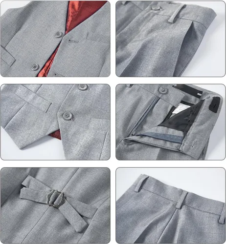 Vista 20 de Conjunto de chaleco para niños, trajes formales, trajes de boda, ropa de vestir