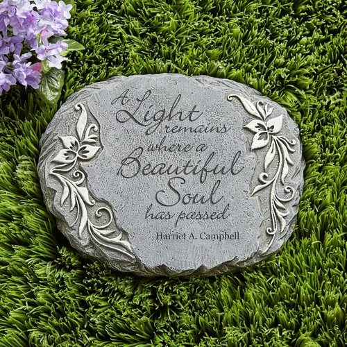 Vista 2 de Let's Make Memories Piedra conmemorativa personalizada para jardín, brilla en la oscuridad, grabado con láser, marcador de jardín de condolencias